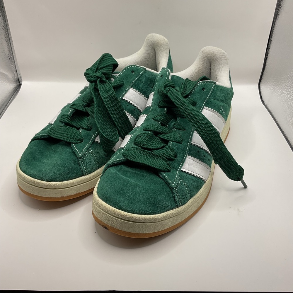 Adidas Campus Unisex 00s Sneakers Dark Green & White Suede Upper Size 7 Lace Up